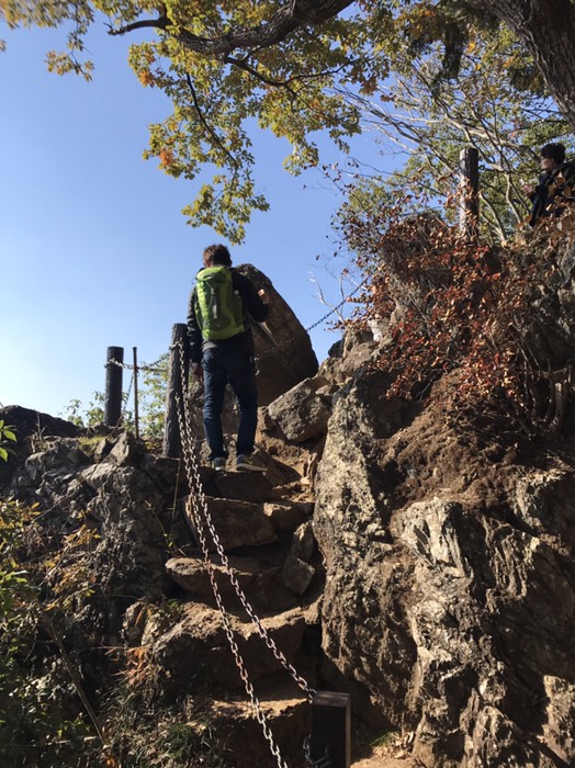 こんな道を登る