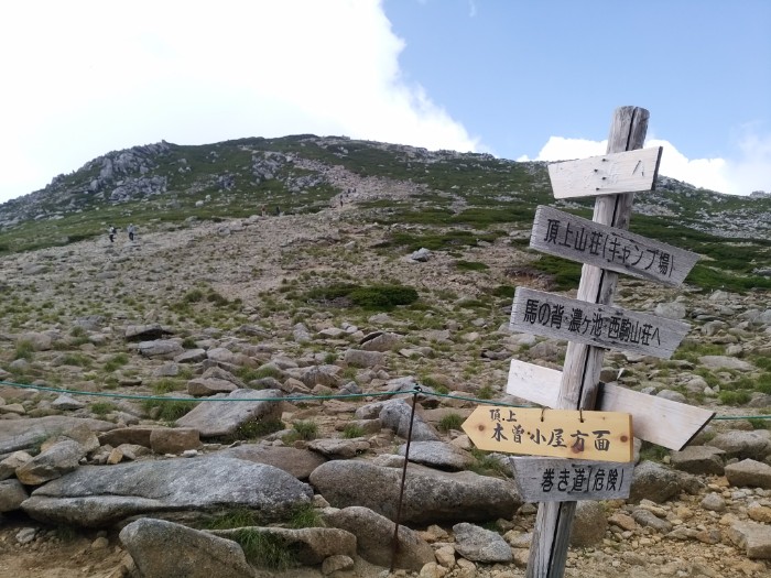 頂上山荘前の中岳分岐