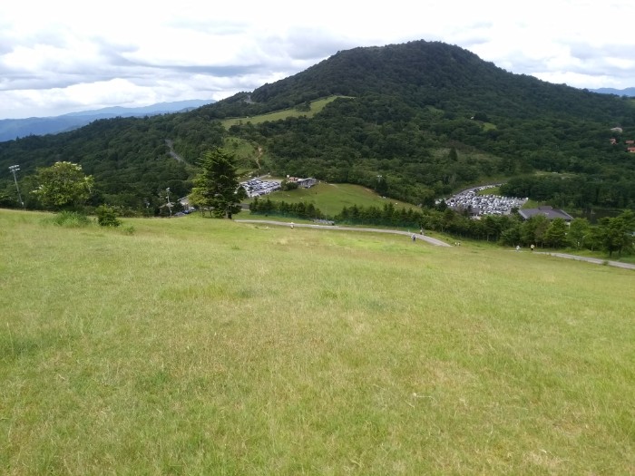 スキ一場 芝生を下る