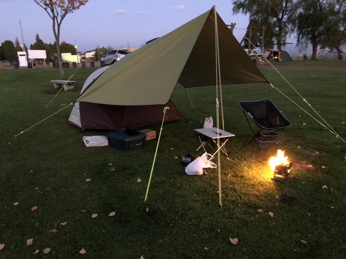 岩見沢市北村中央公園ふれあい広場キャンプ場にて。