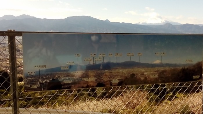 見晴らし台から見える景色の説明看板