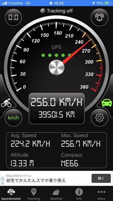 さすがに250㎞/h超えてると速いと感じました