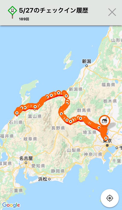 今回行きと帰りがほぼ同じようなルート…