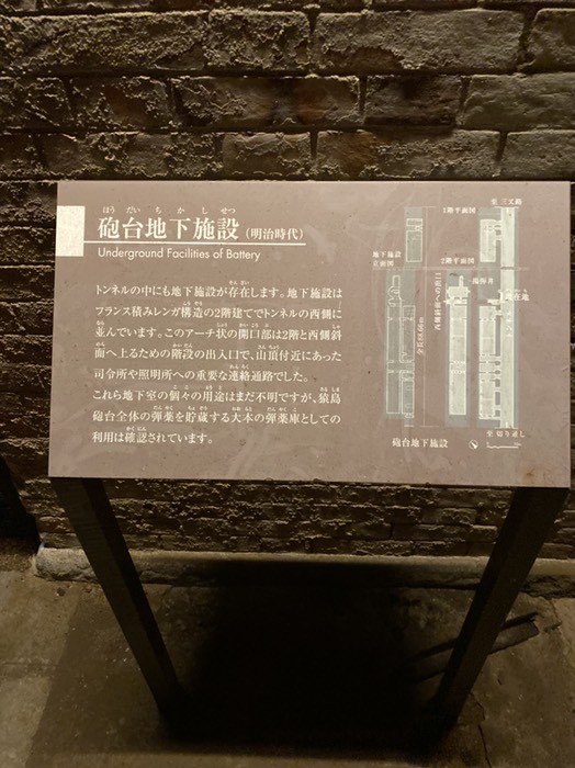 案内　砲台地下施設　看板