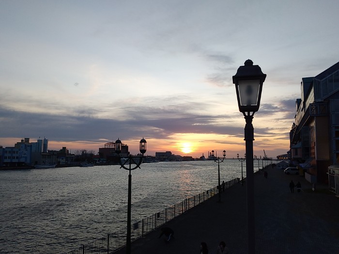 釧路川夕陽 幣舞橋より