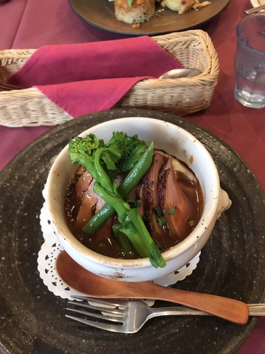 合鴨のローストとポテトグラタン