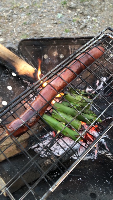 ウインナーとアスパラの丸焼き