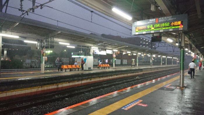 電車遅れと突然の雷雨(踏切非常ボタンのいたずら)