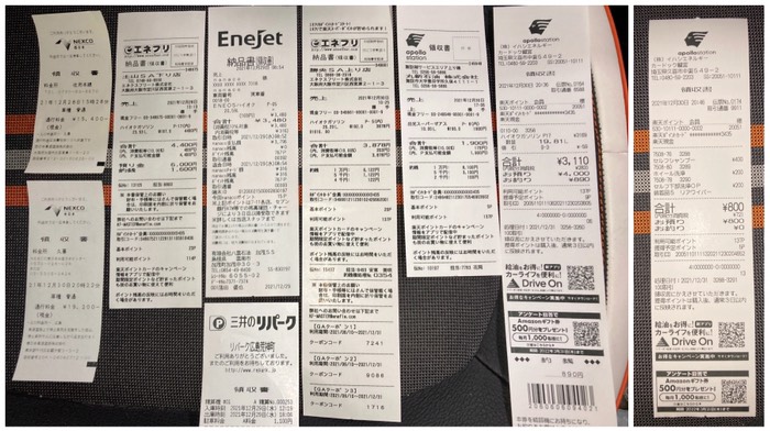 今回の旅のガソリン代等