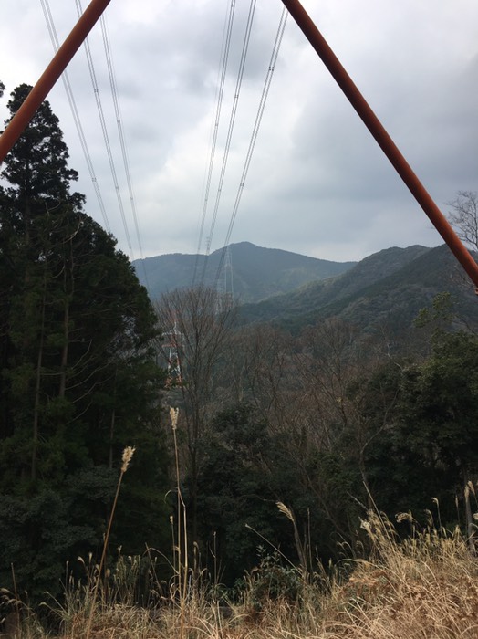 送電線は向かいの桂木山へ