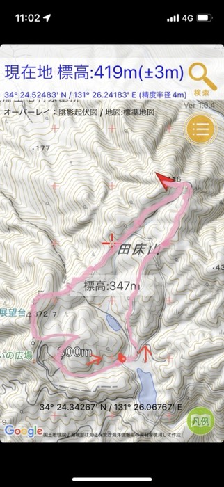 只今北東の416mピーク