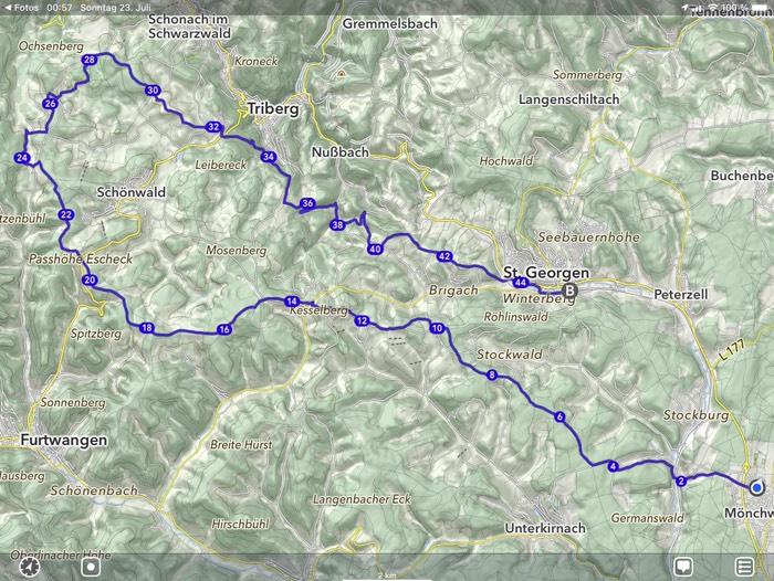 45 km Wanderroute durch den „Mittleren Schwarzwald“