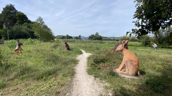 3 Hasenskulpturen