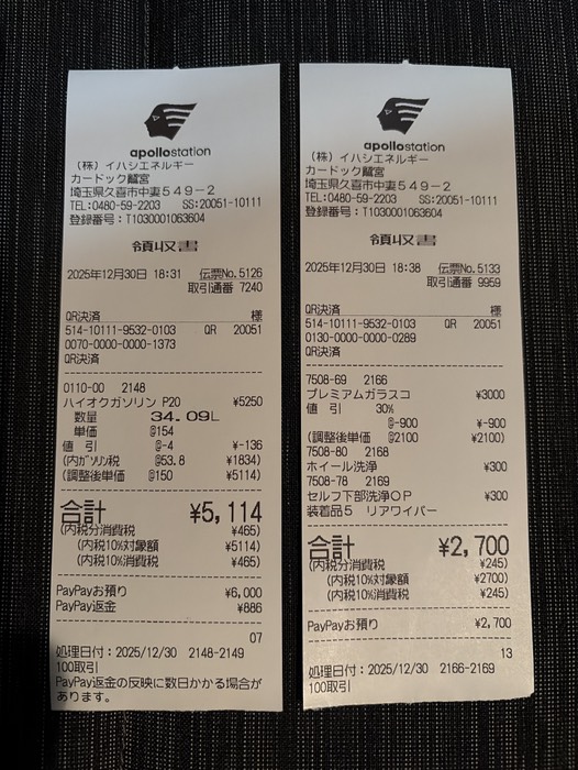 満タン給油と洗車しました