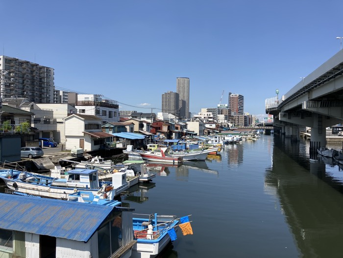 常盤橋から見た子安漁港