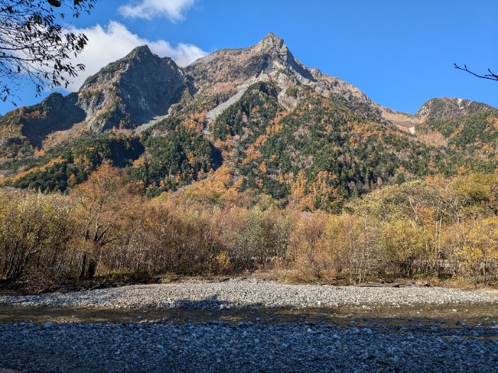 明神岳と梓川