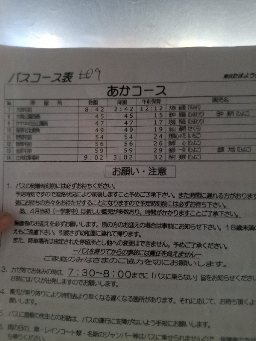 東京多摩幼稚園あかコース