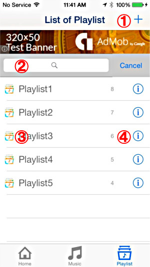 List of Playlist Screen